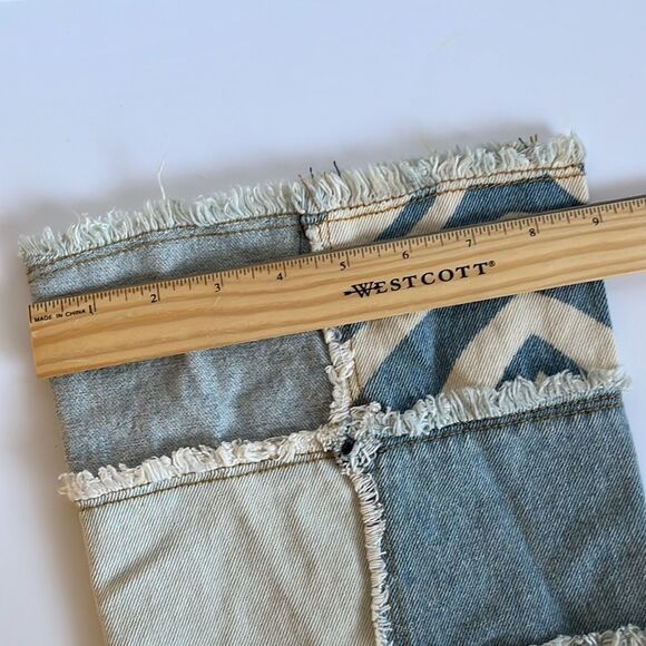 No Boundaries Y2k Patchwork Jeans Crop Raw Edge Waist Hemline Junior 15 - Picture 13 of 16